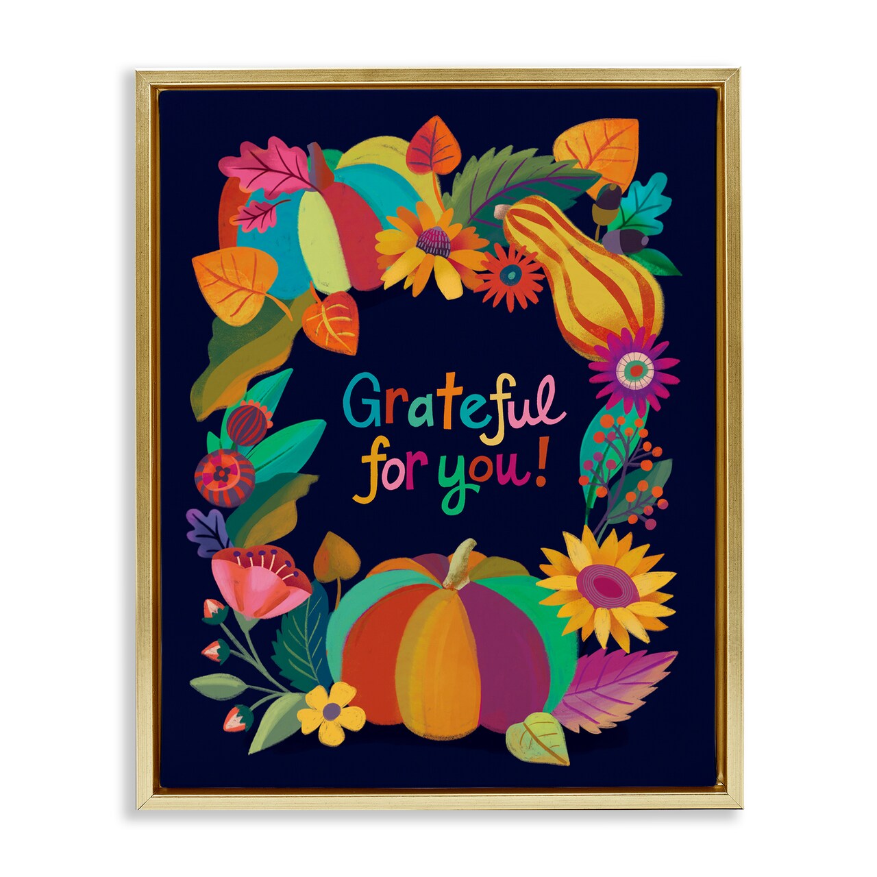 Stupell Industries Grateful For You Gourds Floater Framed Canvas Wall Art Design by Riley Hutchens